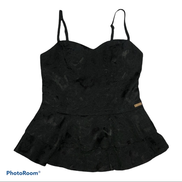 (241) Black Peplum Top - Picture 1 of 12